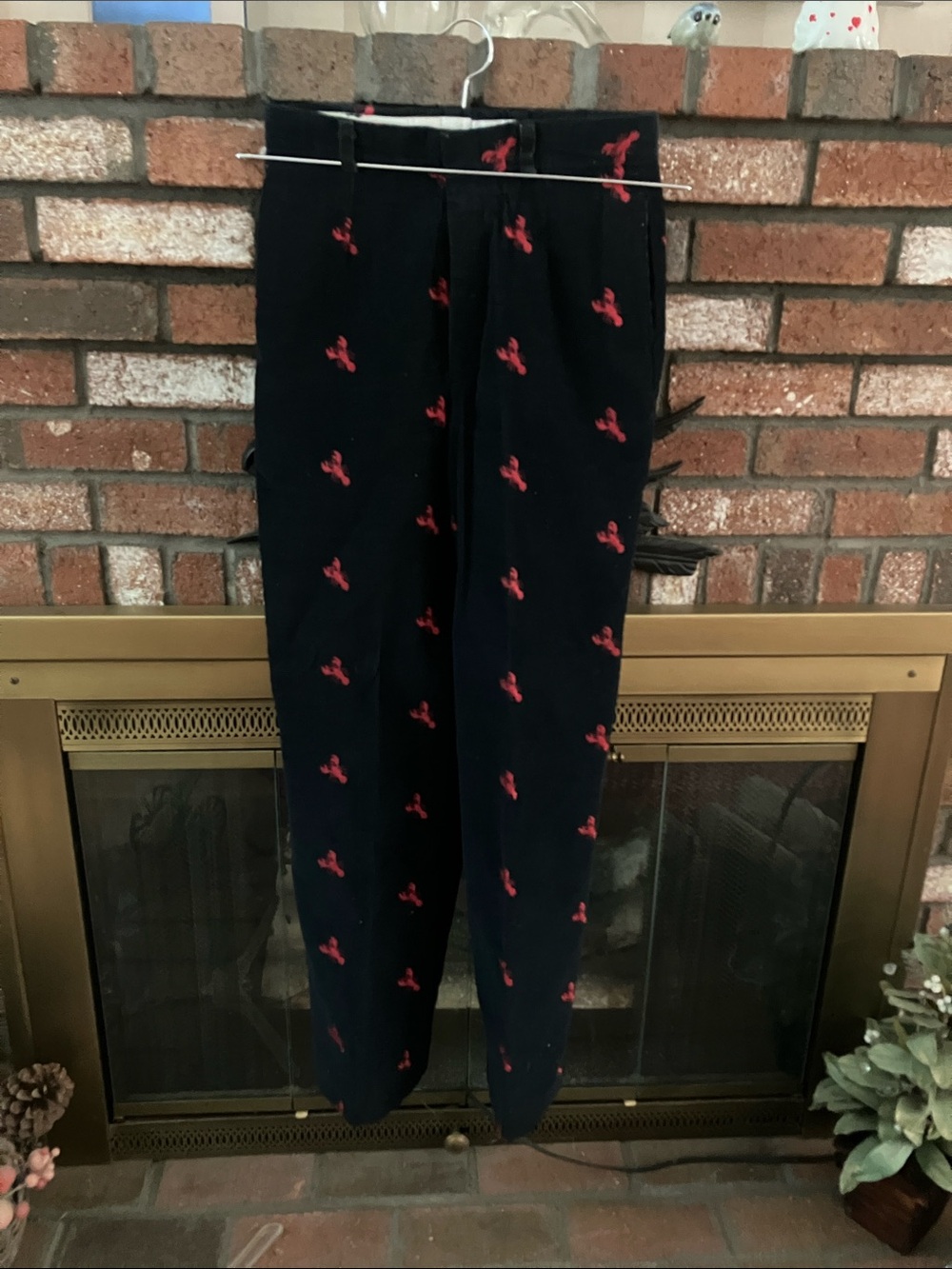 Vintage Preppy Lobster Embroidered Corduroy Pants 🦞 Womens 29” waist